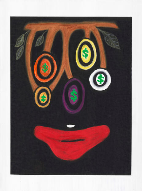 Strange Fruit | 48 IN. X 36 IN. (Private Collection) 48 in x 36 in. Oil Pastel on Canvas | A meditation on spectacle, violence, and the haunting legacy of lynching in America.