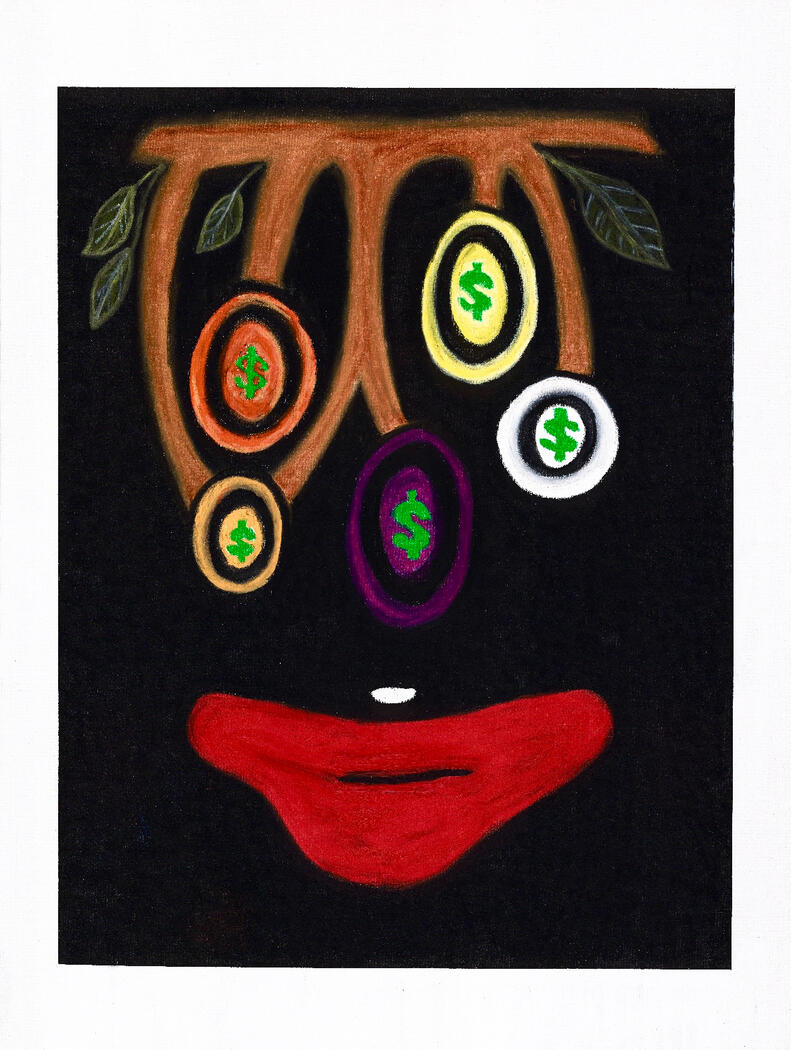 Strange Fruit | 48 IN. X 36 IN. (Private Collection) 48 in x 36 in. Oil Pastel on Canvas